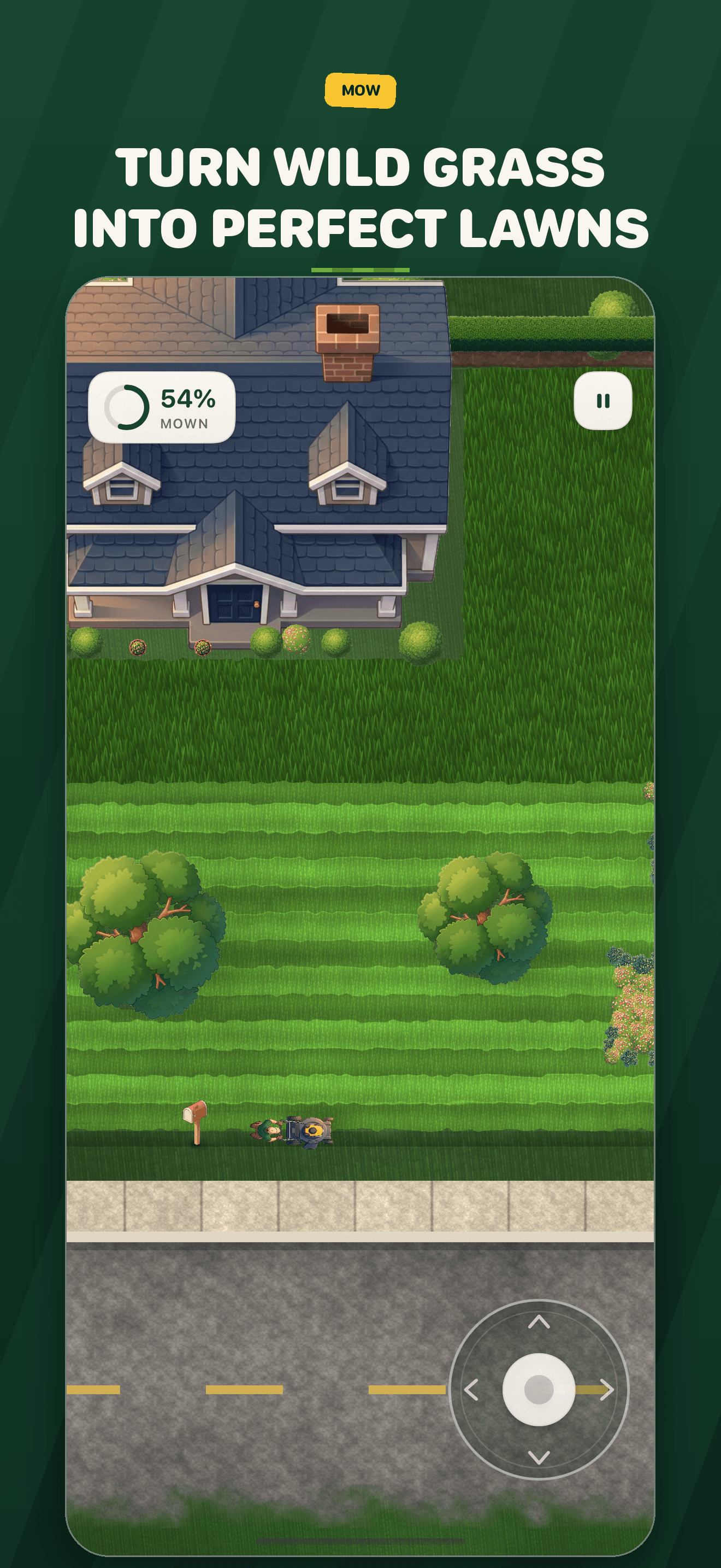 Mow Empire gameplay: mowing a lawn on iPhone
